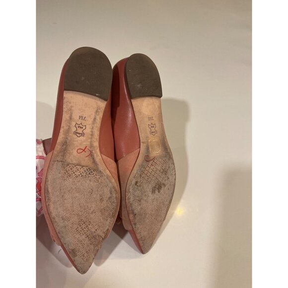 Tory Burch Womens Pink Pointed Toe Flats With Suede Bow Accent Size 8 - Picture 5 of 6
